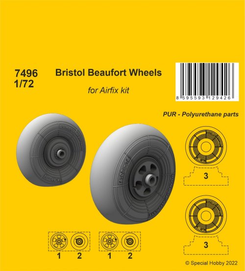 Bristol Beaufort Wheels  / for Airfix kit
