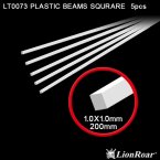 Plastic Beams 1.0mm Square Rod 200mm 5pcs/set