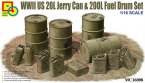 WWII US 20L Jerry Can & 200L Fuel Drum Set