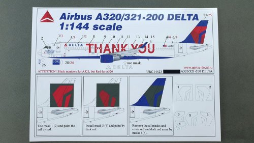   Airbus A320/321 Delta (decal + masks) "Thank You"