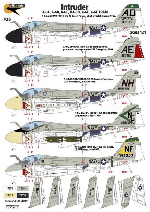 Intruder - Various A-6 versions, attack aircraft, and tankers. 9 marking options