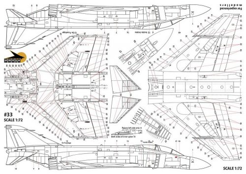 F-4B/J/N Phantom technical data stencils. USN and USMC aircraft, High Visibility paint scheme