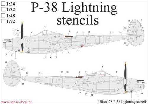 P-38 Lightning stencils