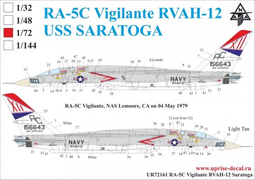 RA-5C Vigilante RVAH-12 USS Saratoga, with stencils