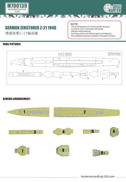 German zerstorer Z-21 1940 (for trumpeter 05792)