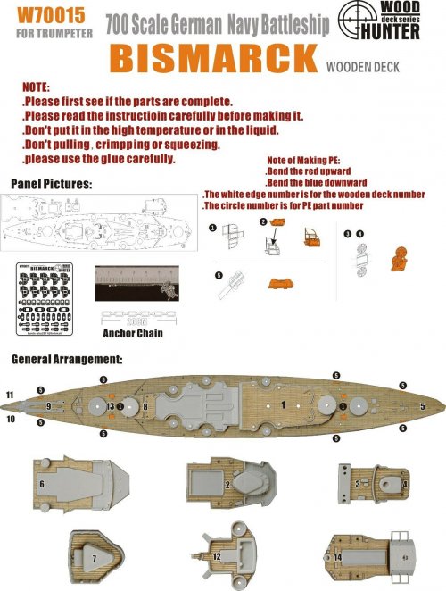 German Navy Battleship Bismarck Wooden Deck