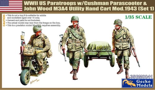 M53 Scooter Cushman w/John Wood M3A4 Utility Hand Cart Mod.1943 & US Paratroops