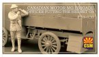 Canadian Motor MG Brigade Officer putting the helmet o