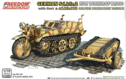 German Sd.Kfz.2 Kettenkraftrad with Cart & Sdkfz 302 Goliath Demolition Vehicle