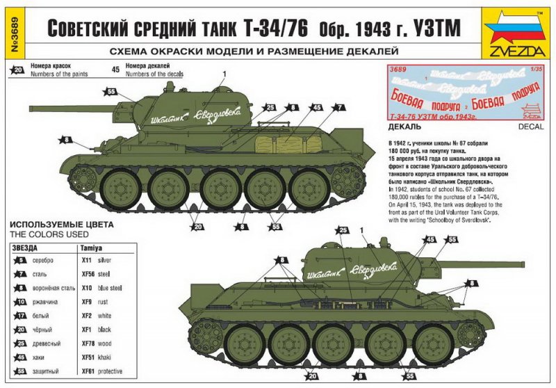 1 35 Sovetskij Srednij Tank T 34 76 1943 Uztm Zvezda
