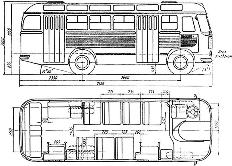 Размеры автобуса паз. ПАЗ 672 габариты. Габариты автобуса ПАЗ 672. ПАЗ 3205 чертеж. Габариты салона ПАЗ-672.